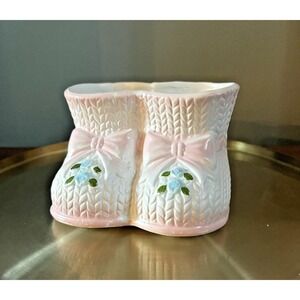 Vintage Napco Baby Bootie Double Planter Pink Ceramic Japan Nursery Decor
